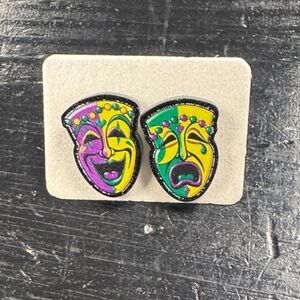 Colorful Comedy and Tragedy Mask Earrings